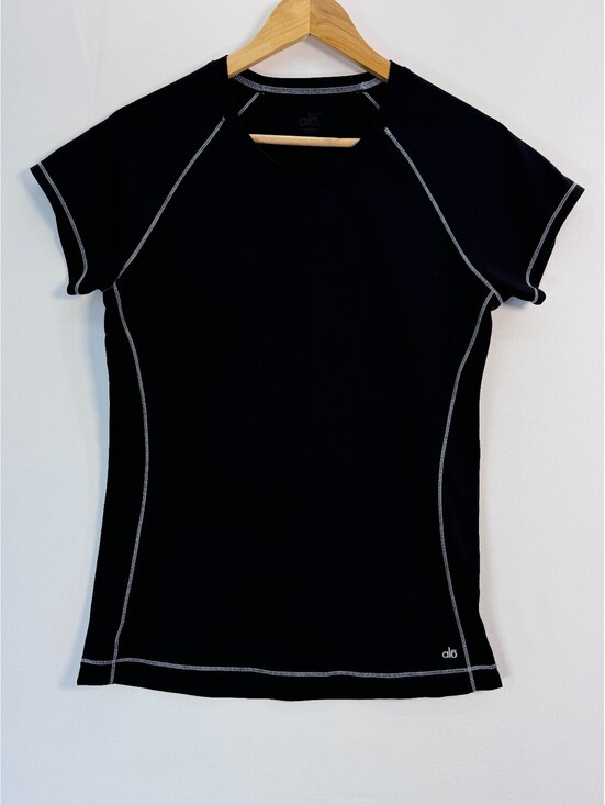 Tops - Alo Yoga Performance Athletic Shirt Black Contrast Stitch Womens XS Y2K Workout